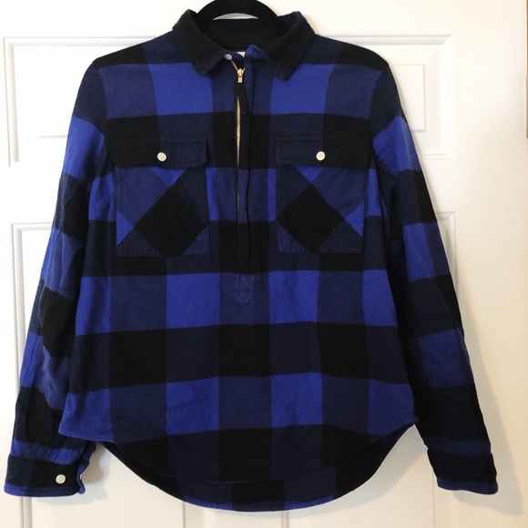 J. Crew Tops - J. Crew Buffalo Check Flannel Shirt-Jacket